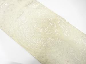 変わり七宝に華紋織り出し　袋帯